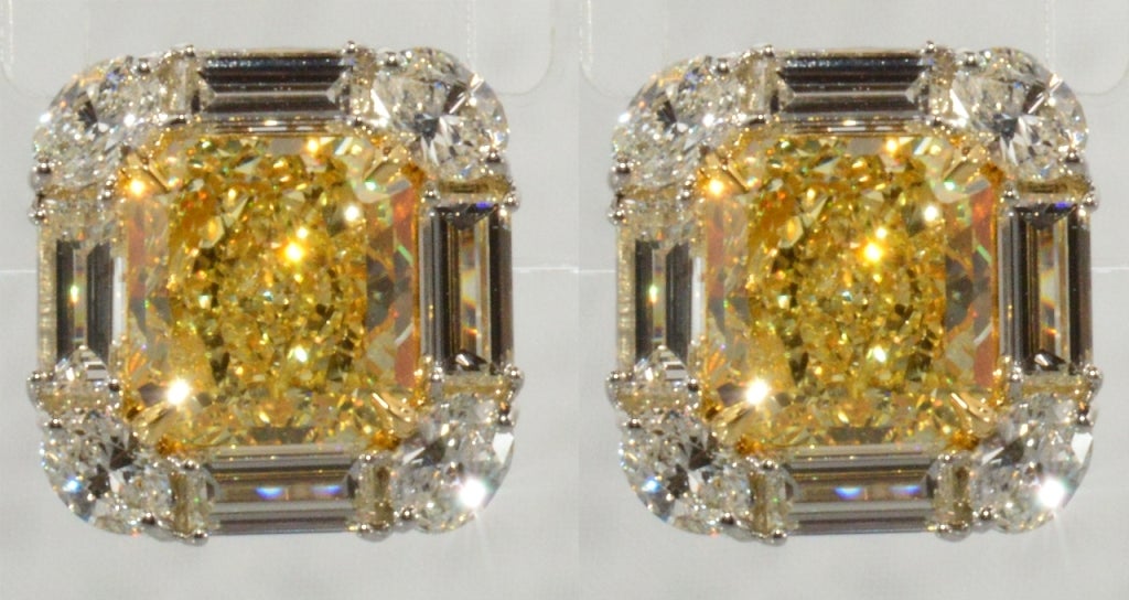 Women's Spectacular Fancy Yellow Diamond Earrings