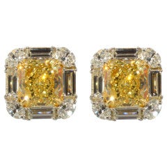 Spectacular Fancy Yellow Diamond Earrings