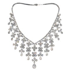 Diamond Flower Bib Necklace