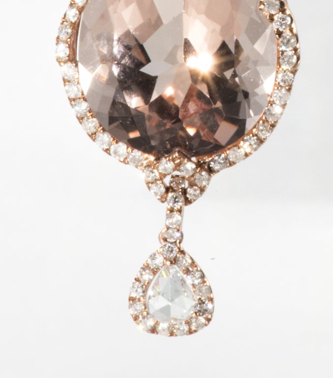 Women's Pink Gold Morganite and Diamond Earrings
