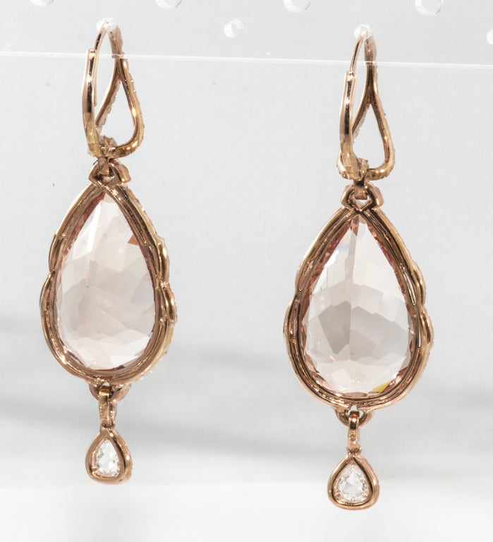 Pink Gold Morganite and Diamond Earrings 1