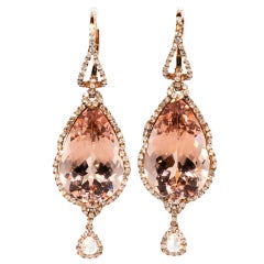 Pink Gold Morganite and Diamond Earrings