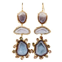 Gorgeous Geode Drop Earrings with Andalusite
