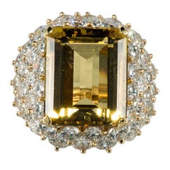 Diamond and Golden Beryl Ring