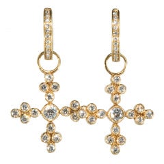 Lustrous  gold and Diamond Cross Earrings with Huggies