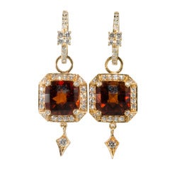 Erica Courtney Garnet and diamond Earrings with Huggies