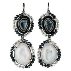 Dazzling Black and White Spinel with Geodes earrings Dazzling Black and White Spinel with Geodes earrings