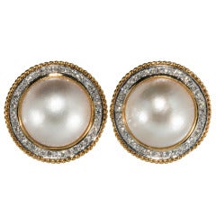 Astounding Mabe pearl and Diamond Earrings