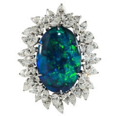 Spectacular Black Opal and Diamond Brooch