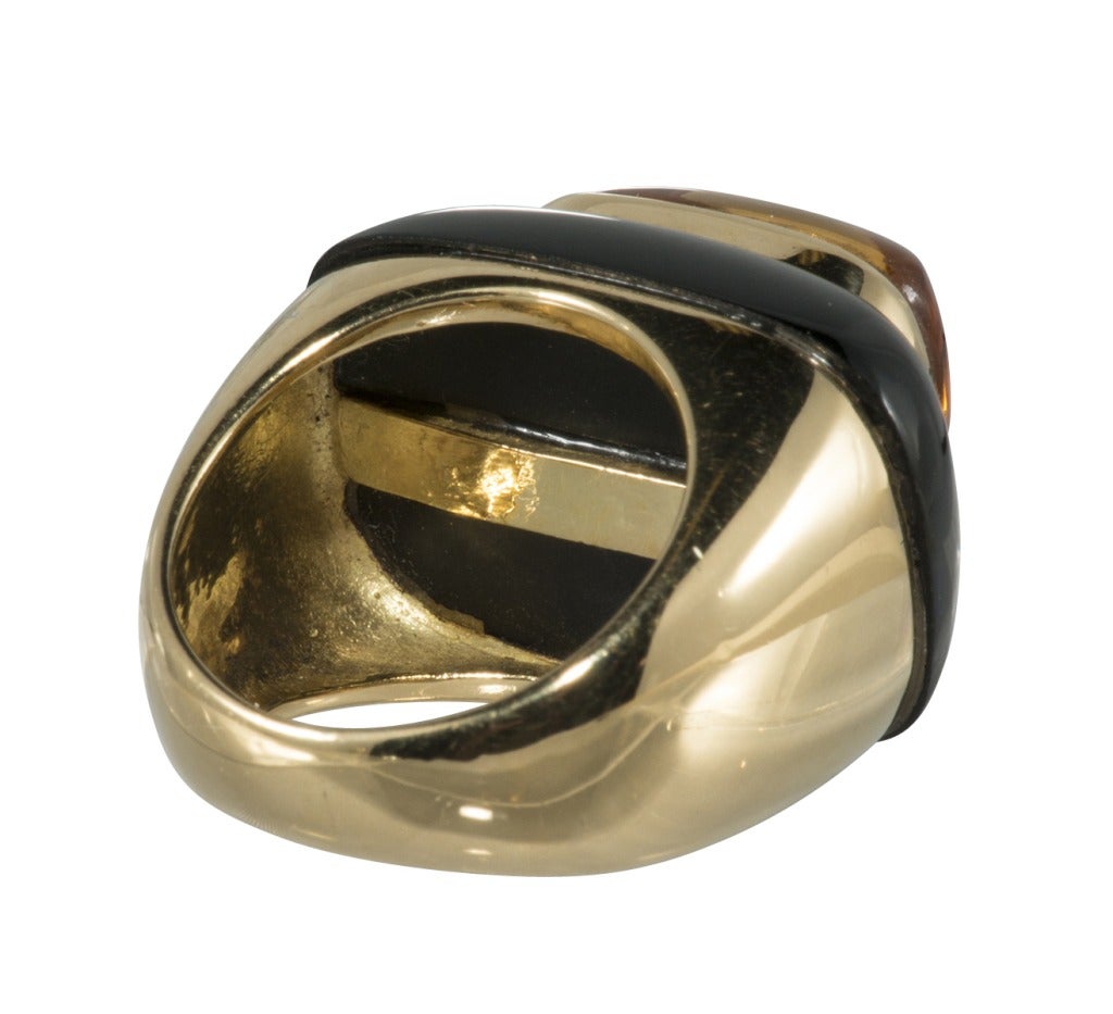 Citrine and Onyx  gold ring 2
