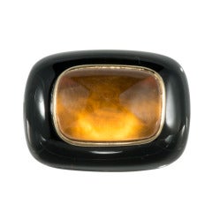Citrine and Onyx  gold ring