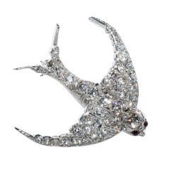  Diamond Swallow Brooch with Ruby eyes.