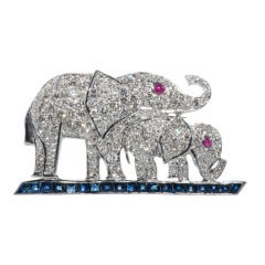 Diamond, Sapphire and Ruby Elephant brooch.
