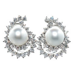 Angela Cummings South Sea Pearl and Diamond Earrings