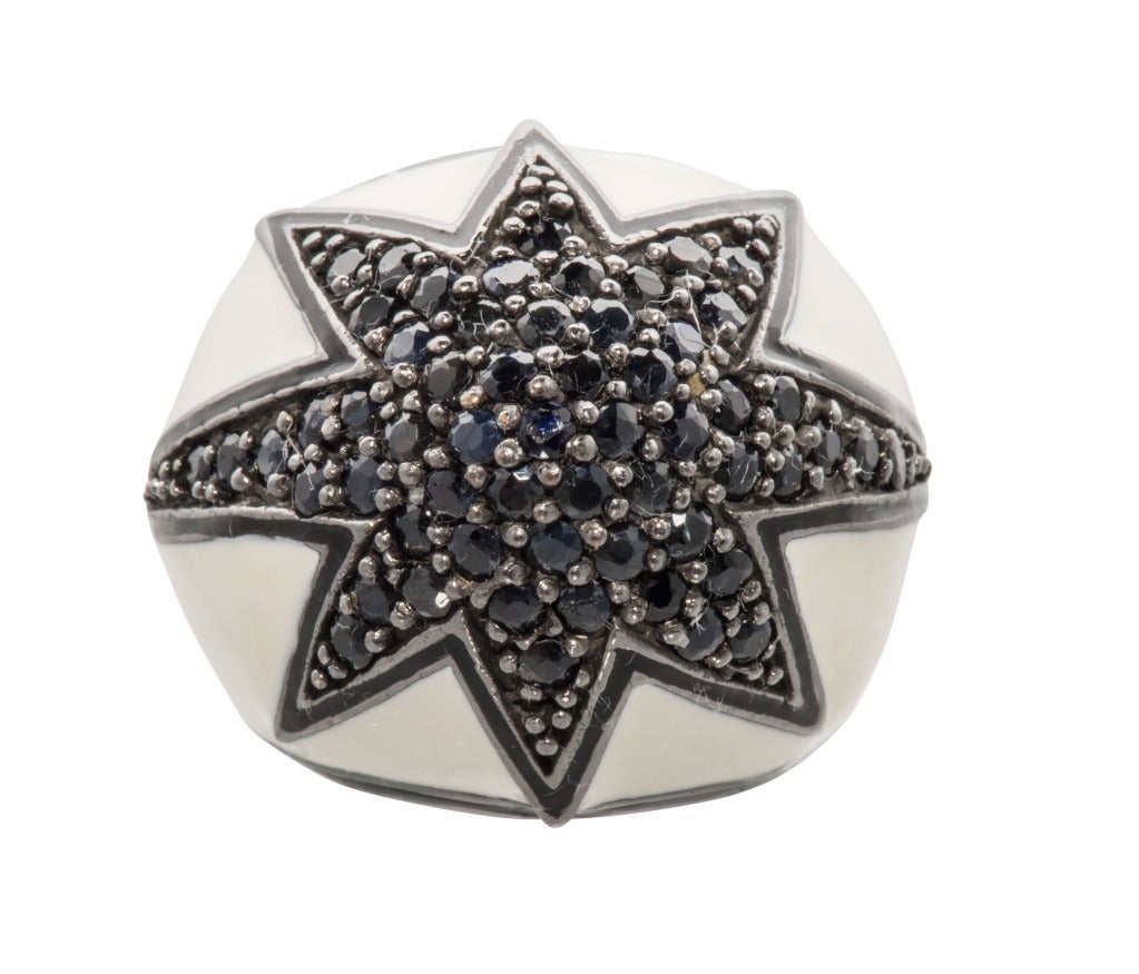 Black Rhodium Plated Sterling Silver and Black Spinel Pave Star Ring.
By MCL