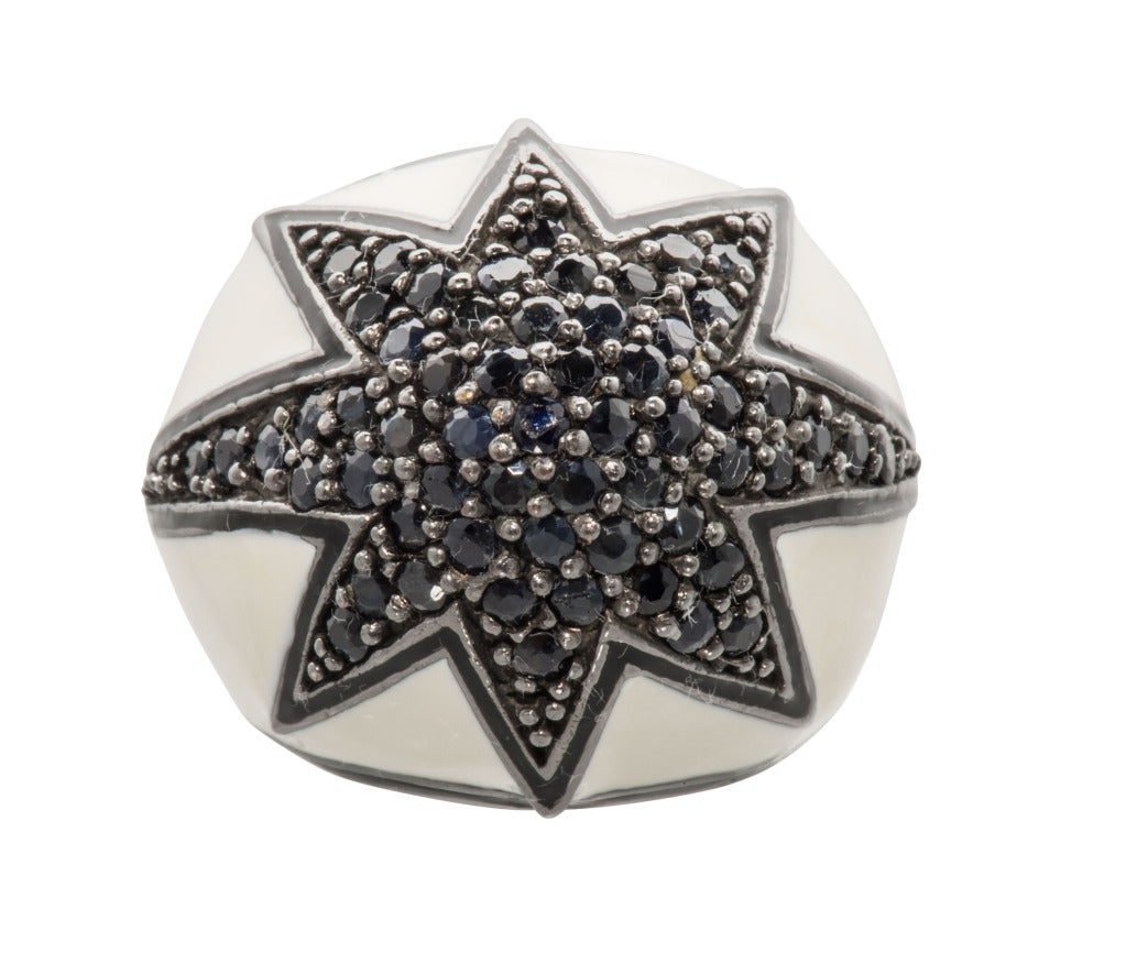 Black Rhodium Plated Sterling Silver and Black Spinel Pave Star Ring.
By MCL