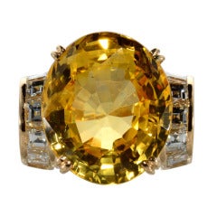 Impressive Yellow Sapphire Diamond Ring at 1stDibs