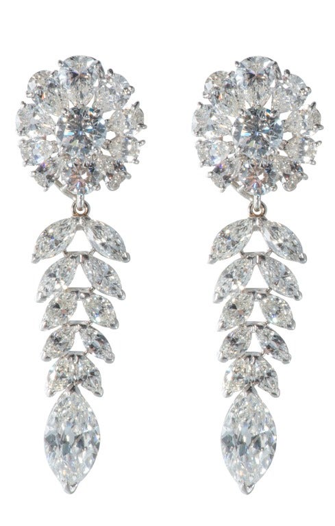 Elegant Platinum Diamond Earrings with detachable drops.