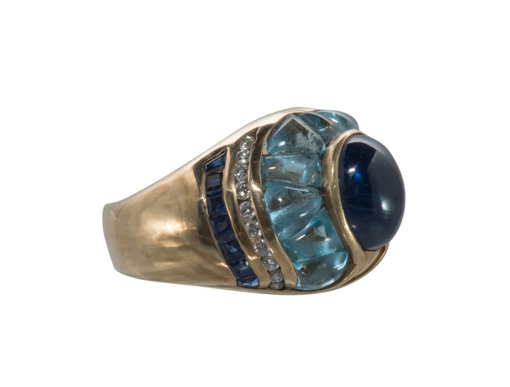 Wink Aquamarine Sapphire Diamond Ring In Good Condition In Houston, TX