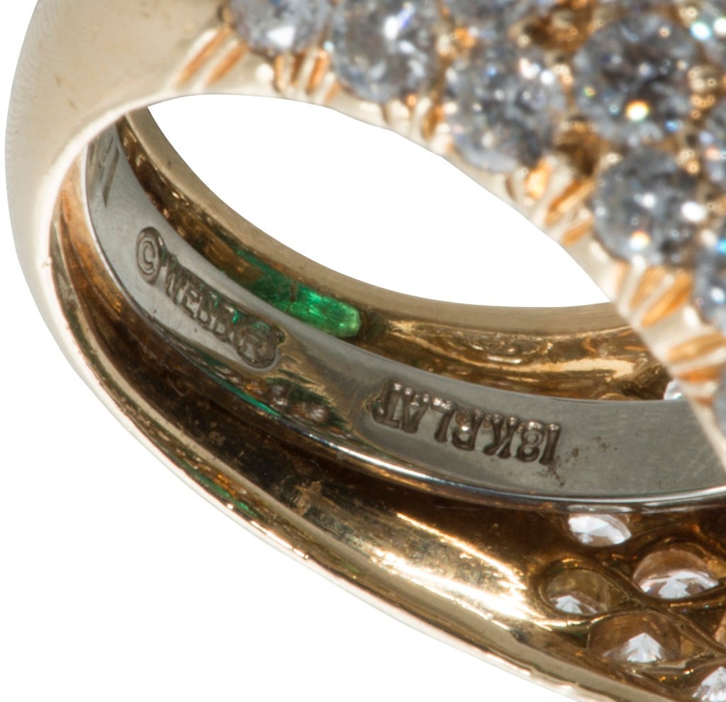 David Webb Striking Emerald Diamond Ring For Sale 2