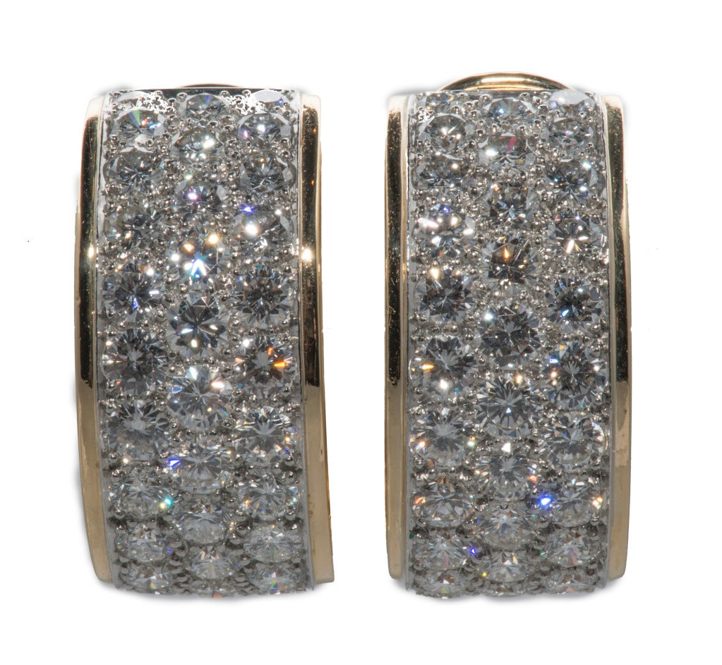 Dazzling Pave Diamond David Webb Hoop Earrings in 18k and Platinum.

Diamonds total 9.90 carats. Accompanied by original documentation from David Webb, Houston.
