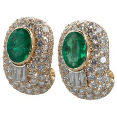 David Webb Emerald Diamond Earrings