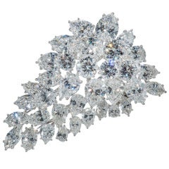 Spectacular Diamond Platinum Cluster Brooch