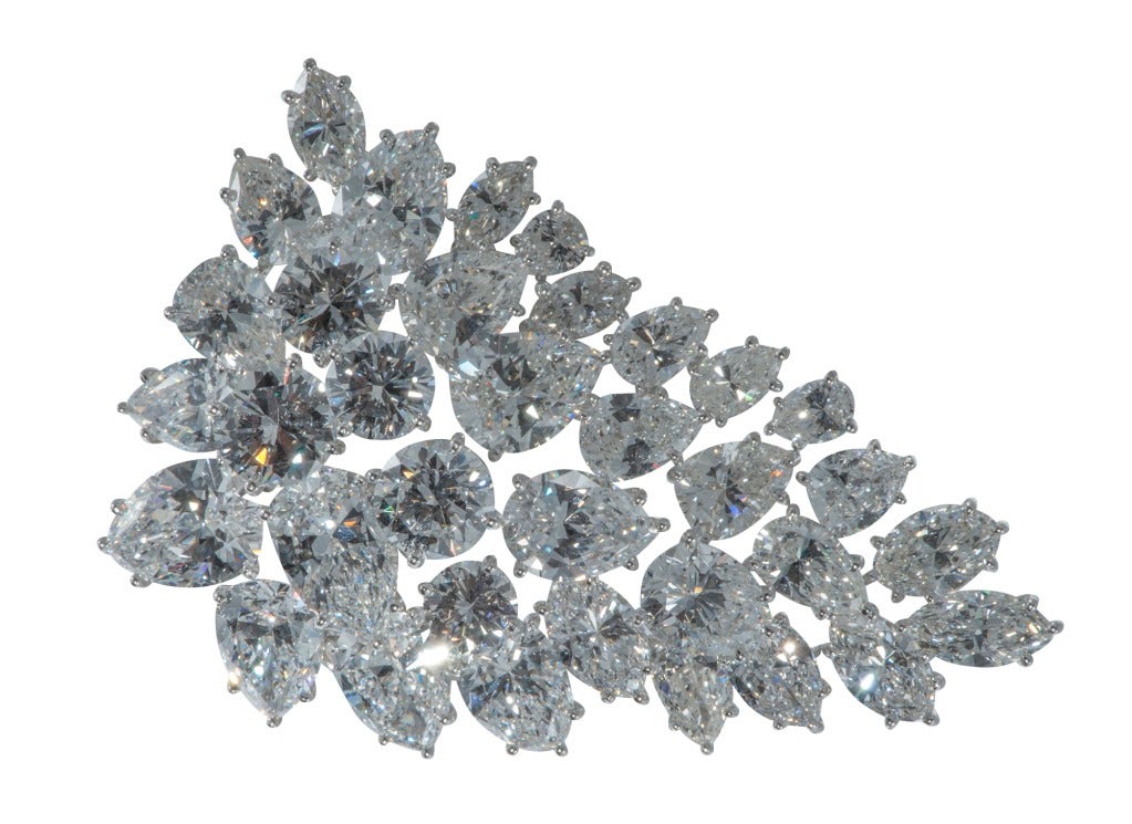 Modern Spectacular Diamond Platinum Cluster Brooch