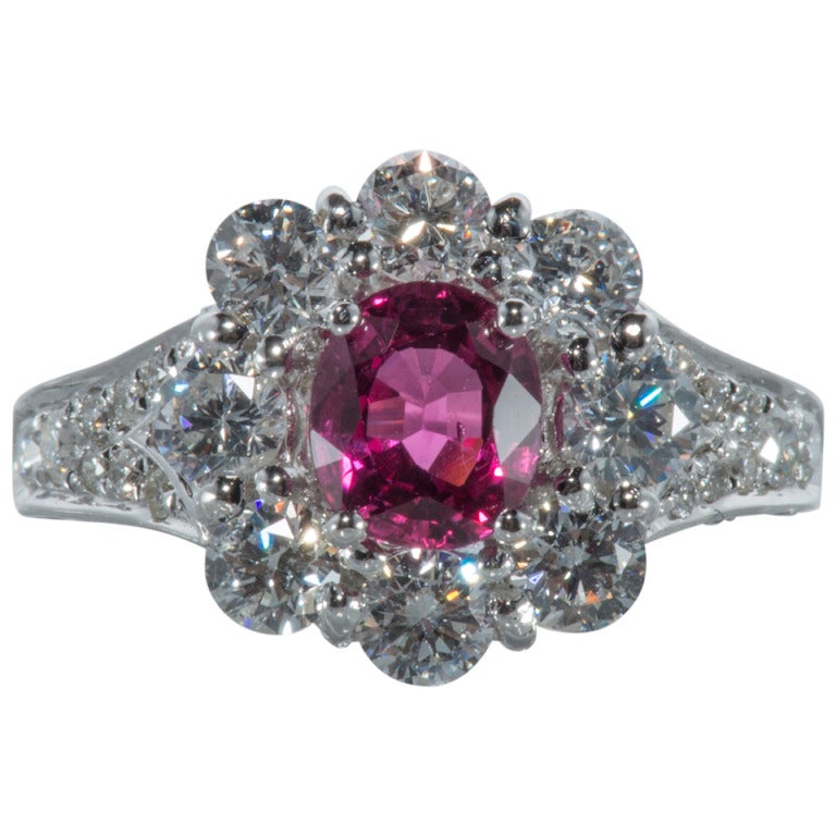 Ruby Diamond Cocktail Ring For Sale