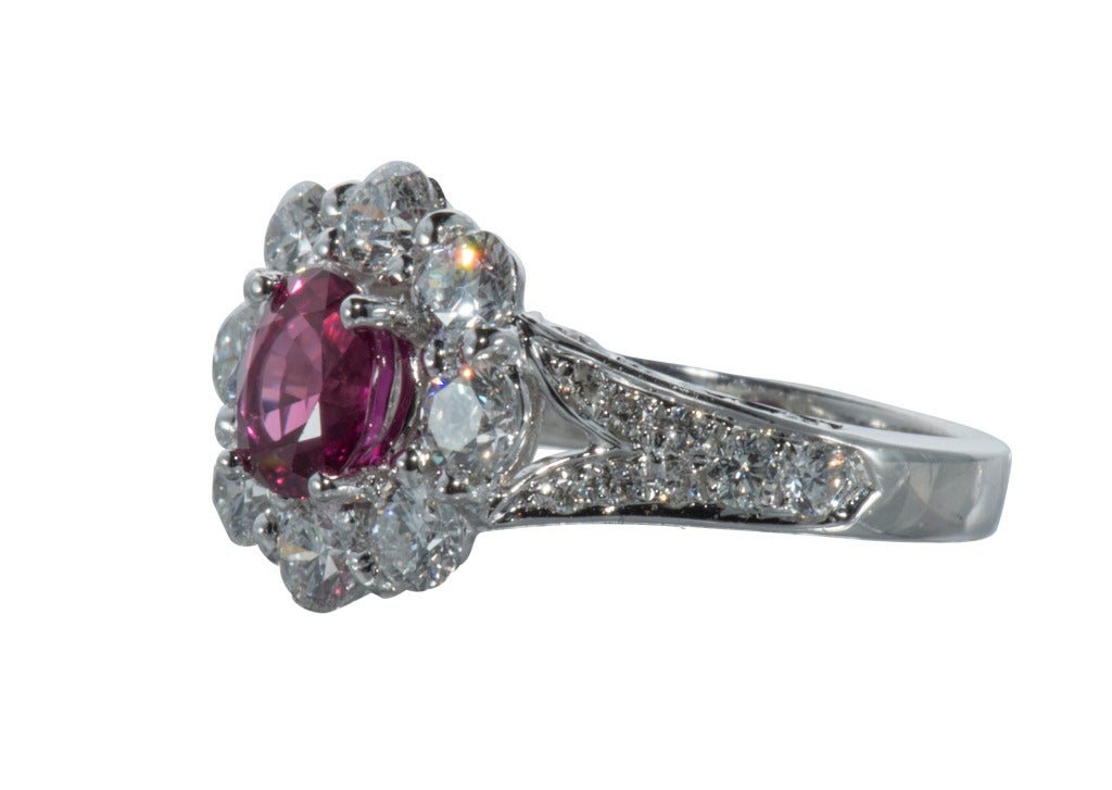 Edwardian Ruby Diamond Cocktail Ring For Sale