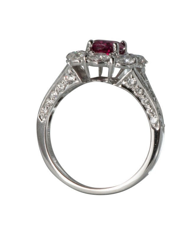 Women's Ruby Diamond Cocktail Ring For Sale
