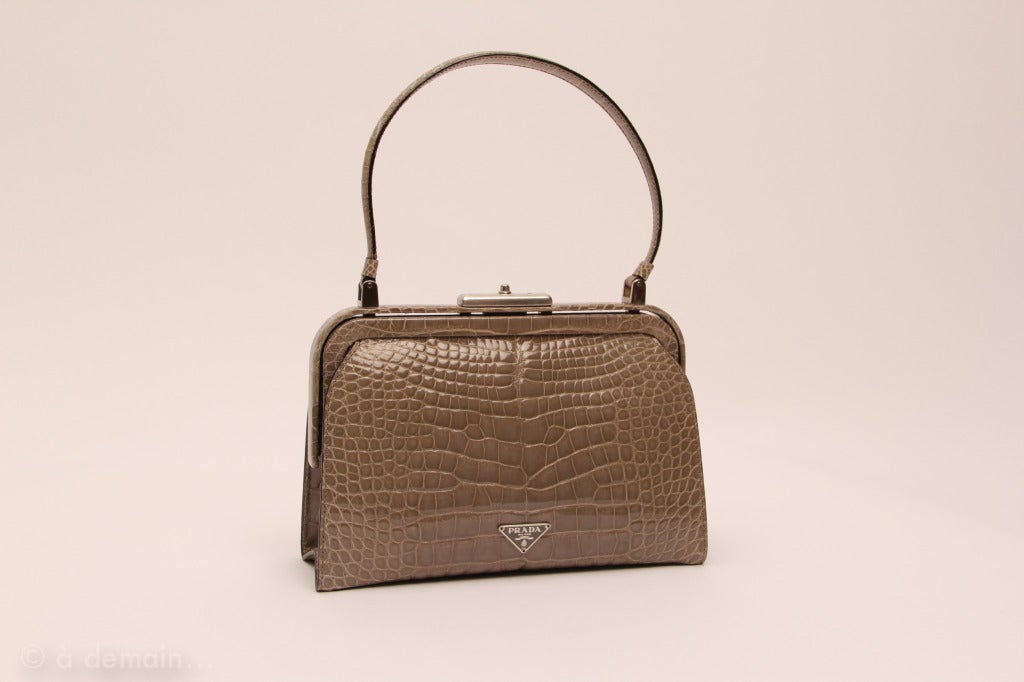 Prada marvelous and rare handbag, alligator crocodile skin at 1stdibs  