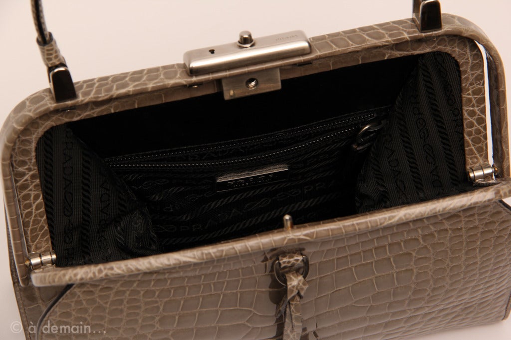 Prada marvelous and rare handbag, alligator crocodile skin 1