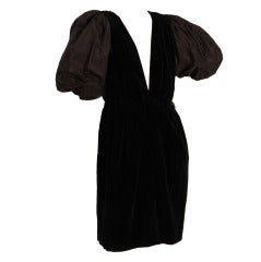 Saint Laurent Rive Gauche 1980s Black Silk Velvet Dress