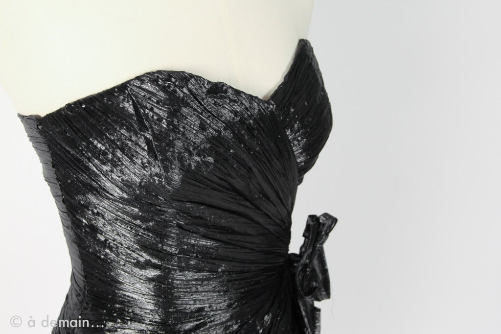 Torrente Haute Couture 1990s black silk strapless dress 4
