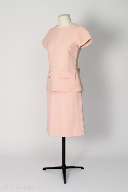 Beige 1960s Courreges Paris Couture Future Pink Set For Sale