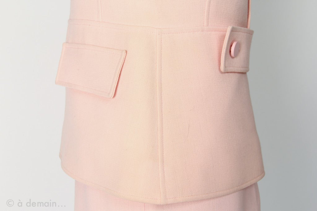 1960s Courreges Paris Couture Future Pink Set For Sale 3