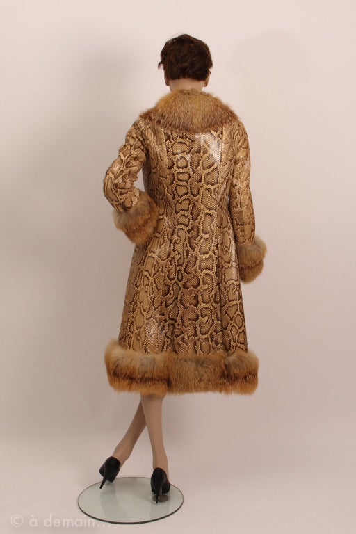 Women's Madelene Paris 1970s Python coat fox trim