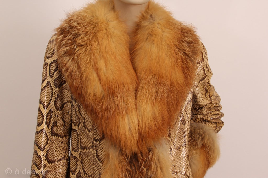 Madelene Paris 1970s Python coat fox trim 3