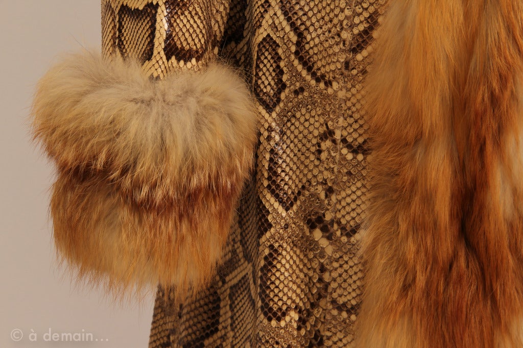 Madelene Paris 1970s Python coat fox trim 4