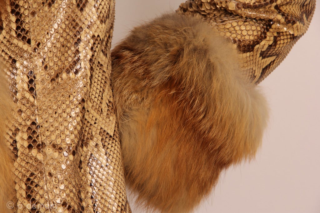 Madelene Paris 1970s Python coat fox trim 5