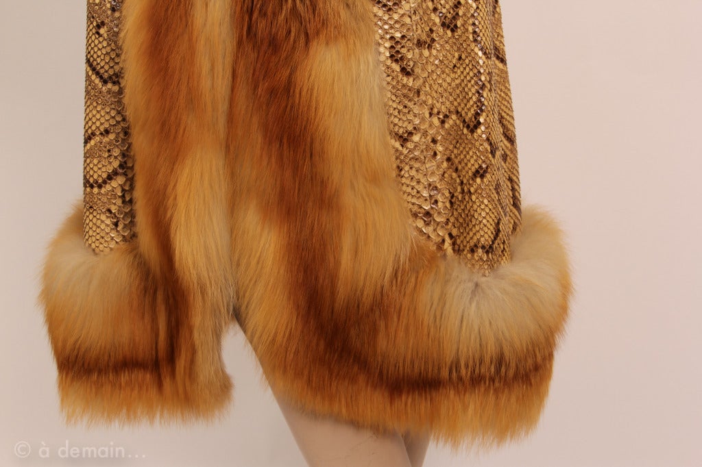 Madelene Paris 1970s Python coat fox trim 6