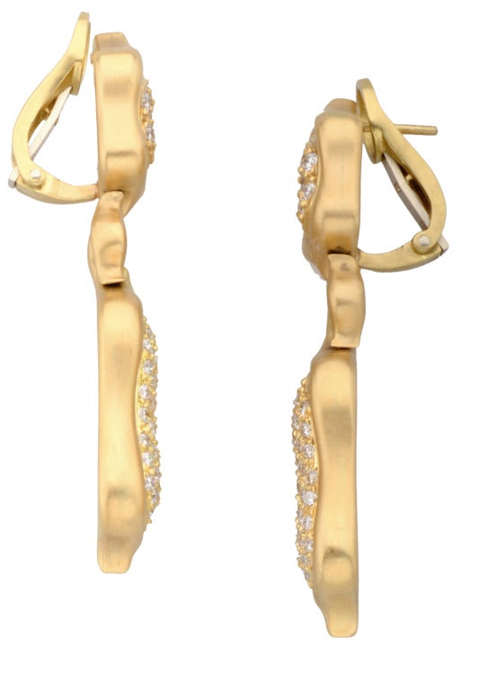 Donald Huber Pave Diamond Matte Gold 'Pillow' Earrings