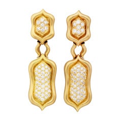 Donald Huber Pave Diamond Matte Gold 'Pillow' Earrings