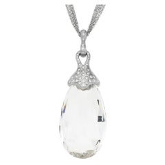 Donald Huber Droplet Rock Crystal Diamond Pendant