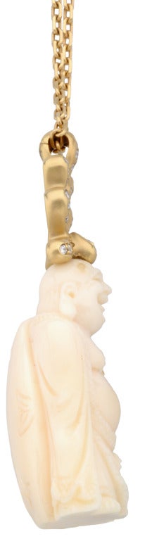 Donald Huber Coral Diamond Gold Buddha Necklace
