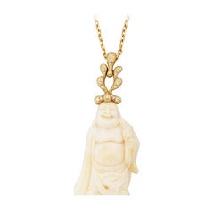 Donald Huber Coral Diamond Gold Buddha Necklace