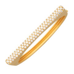 Donald Huber Pave Diamond Yellow Gold 
Stack
 Bangle Bracelet