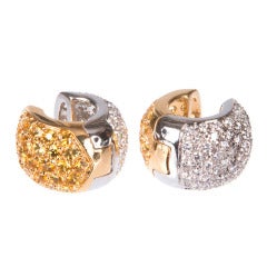 Yellow Sapphire Diamond White Gold Huggie Earrings