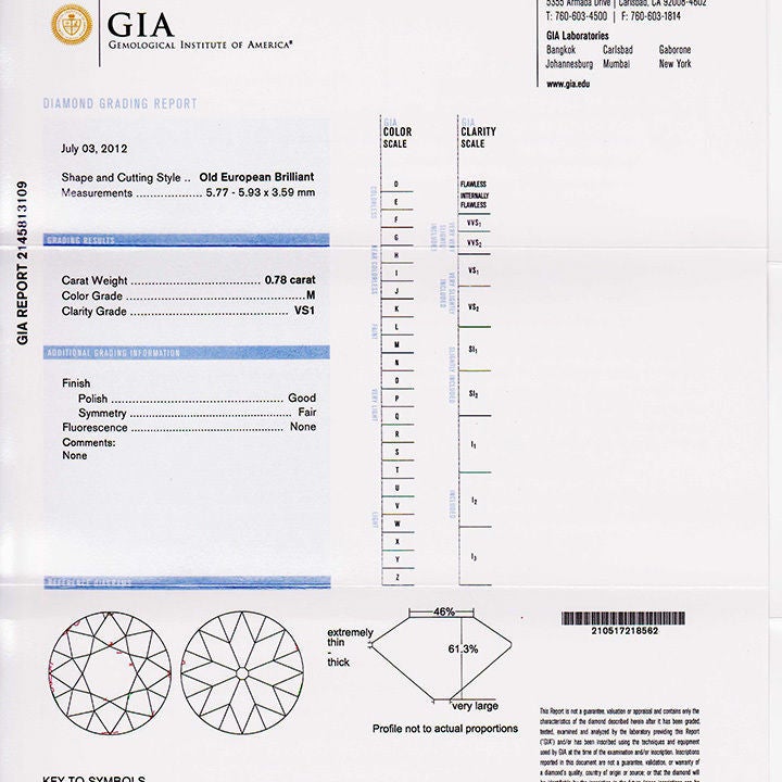 Old European Cut Yellow Diamond Platinum Gold Ring 4